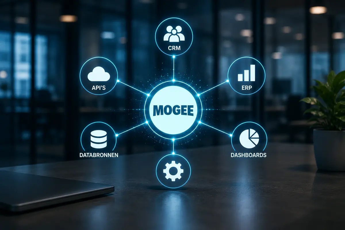 CRM, ERP, databronnen, API's en dashboards zijn met elkaar gekoppeld